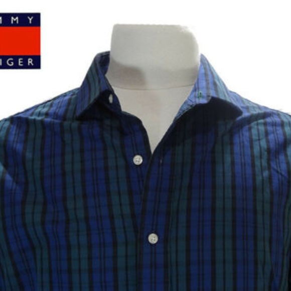 Tommy Hilfiger Mens Dress Shirt 34-35 16 Slim Fit - Picture 2 of 6